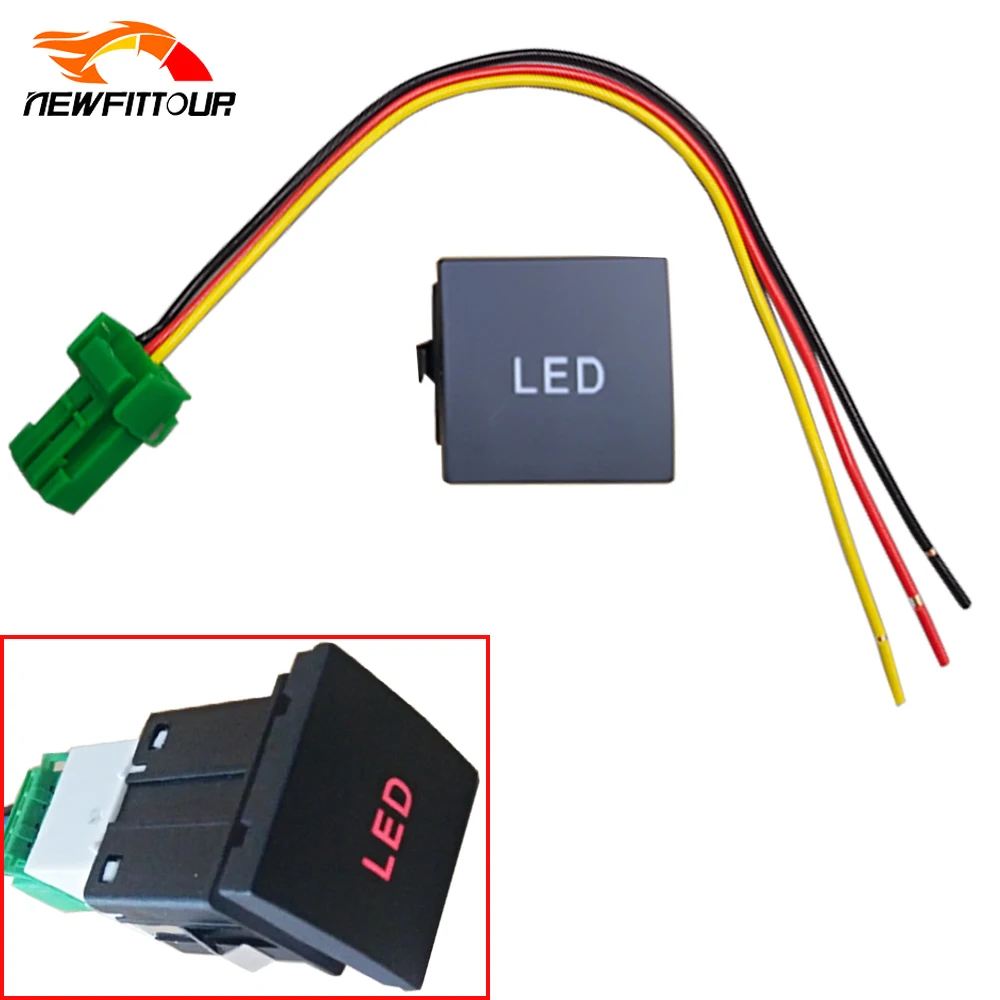 

Car LED Light Switch Push Button with Connection Wire For VW Golf 2010 2011 2012 Auto Accessories