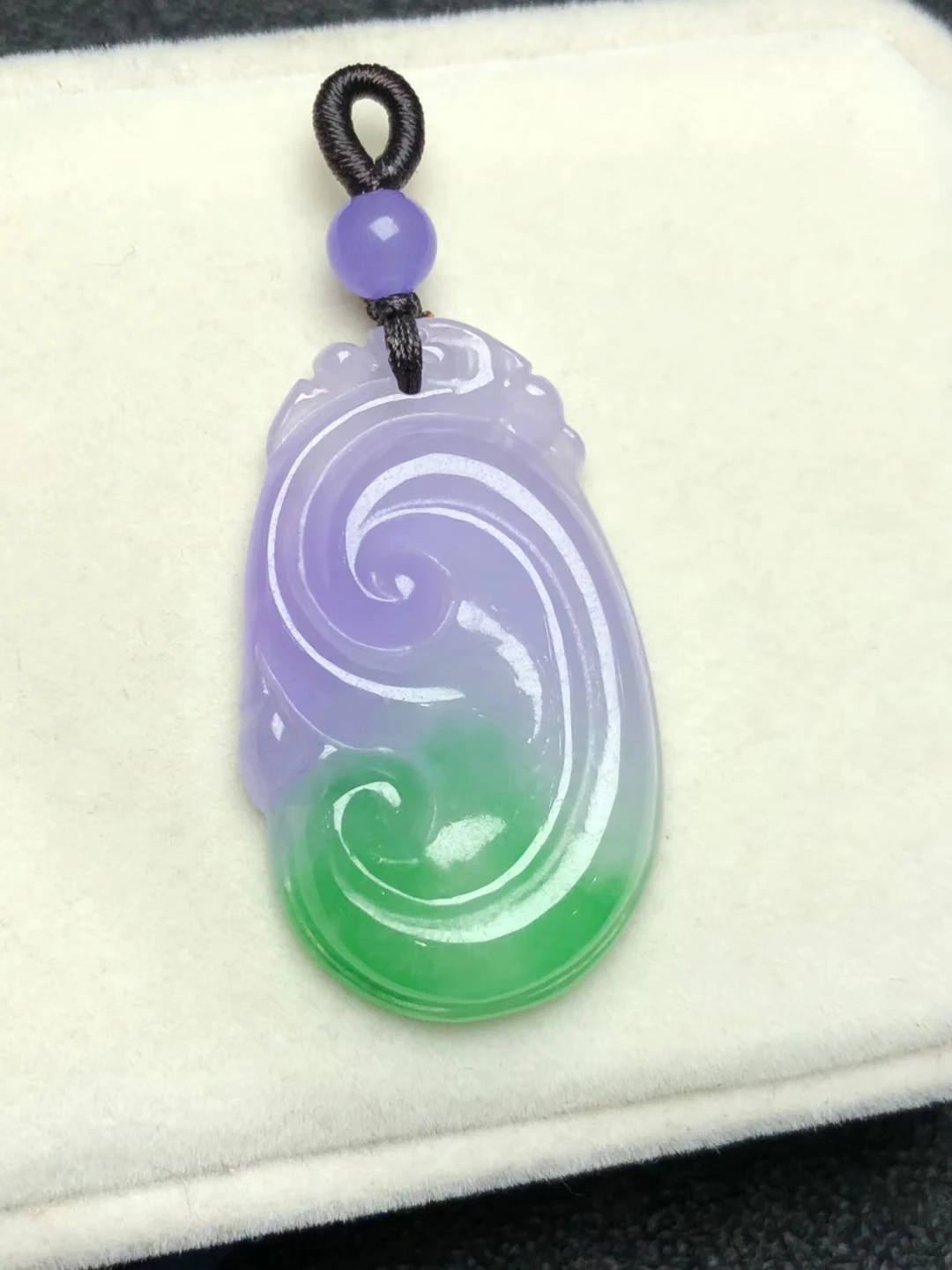 Only One! Natural Ice Jadeite JADE Jade Ruyi Pendant Necklace Sweater Chain Jewelry Gift Wholesale