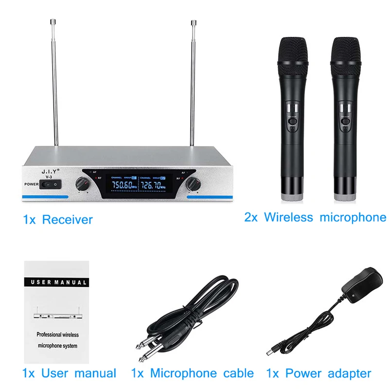Портативный UHF частоты динамическая капсула 2 канала беспроводной микрофон для караоке системы караоке плеер KTV