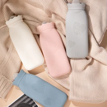 

Microwave Heating Silicone Hot Water Bottle Bag with Knit Warmth Gift for Girlfriend Mother Valentine's Day P7Ding