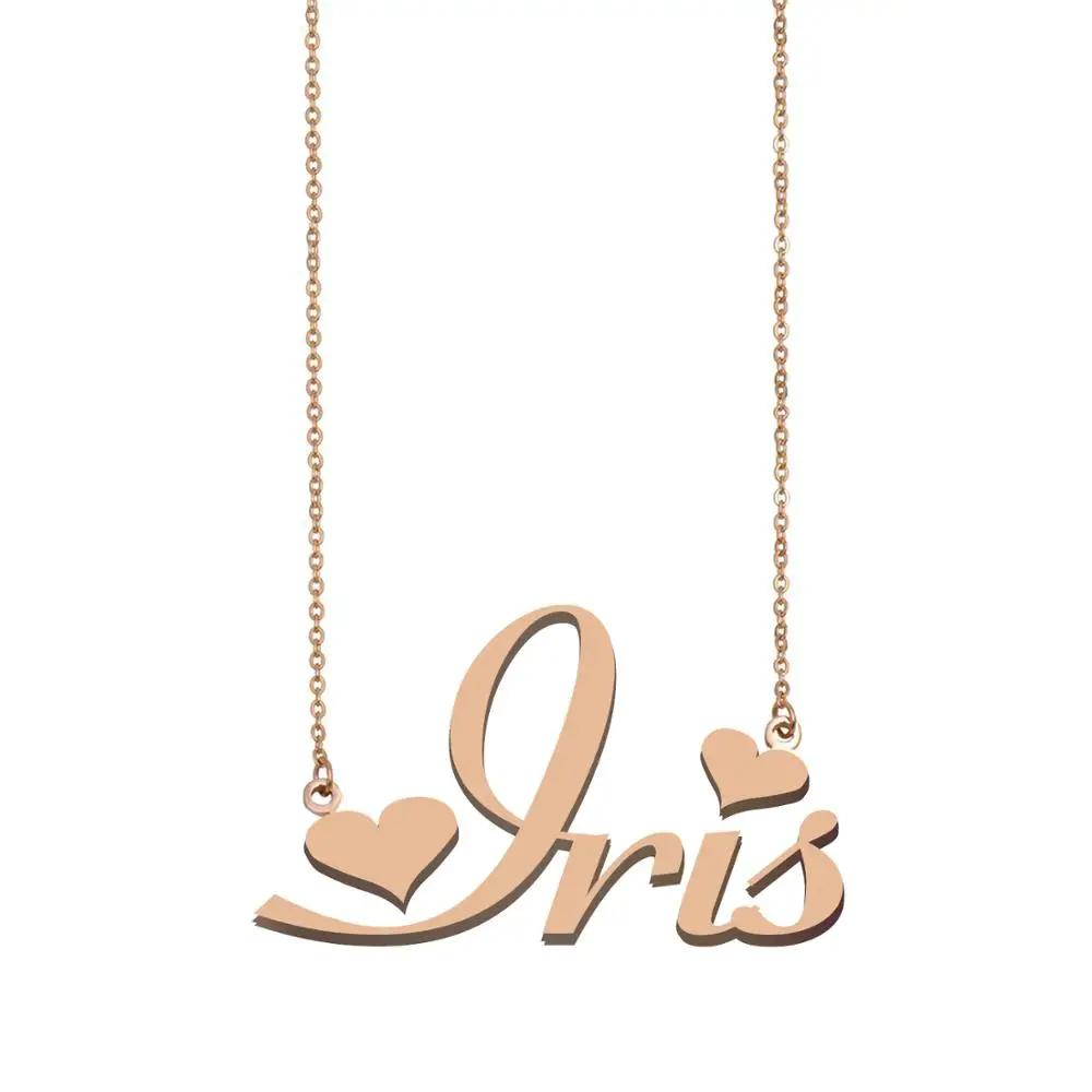 

Айрис имя ожерелье на заказ кулон-табличка с именем для женщин девочек Лучшие Друзья День рождения Свадьба Рождество дни матери подарок