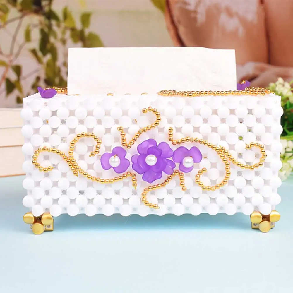 Ручной работы DIY коробка для салфеток Держатель бусины тканые прямоугольные комнаты офиса автомобиля коробка для салфеток JS22