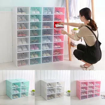 

Plastic Drawer Shoe Home Storage Box Stackable Organiser Clear Foldable Storage Boxes & Bins