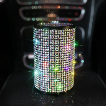 

Portable Rhinestone Car Ashtray Truck Auto Office Cigarette Ashtray Box Case Crystal Diamond New Arrival car-styling storage