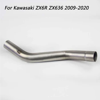 Slip On Motorcycle Exhaust Mid Connect Tube Middle Link Pipe Stainless Steel For Kawasaki ZX6 ZX636 2009-2020