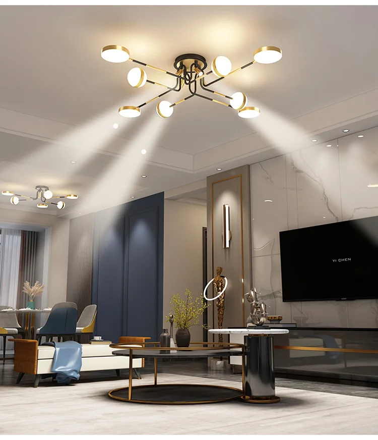 Gold LED Ceiling Chandelier For Bedroom Kitchen Foyer Dining Room Studyroom Living Room Hotel Restaurant Indoor Home New Lights glass chandelier