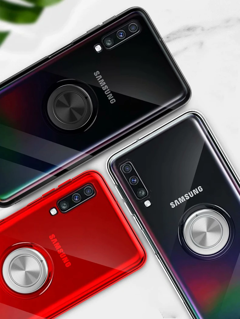 Новинка, прозрачный чехол для samsung Galaxy A70, A50, A40, A30, A20, A10, задняя крышка, кольцо, прозрачный мягкий защитный чехол для телефона