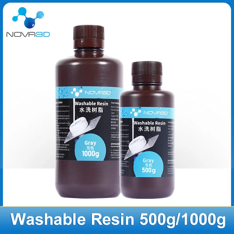 NOVA3D LCD 3d Printer Water Washable Resin UV Photocuring Sensitive Resin 500g/1000g Printing Materials for Photon Mono Elegoo