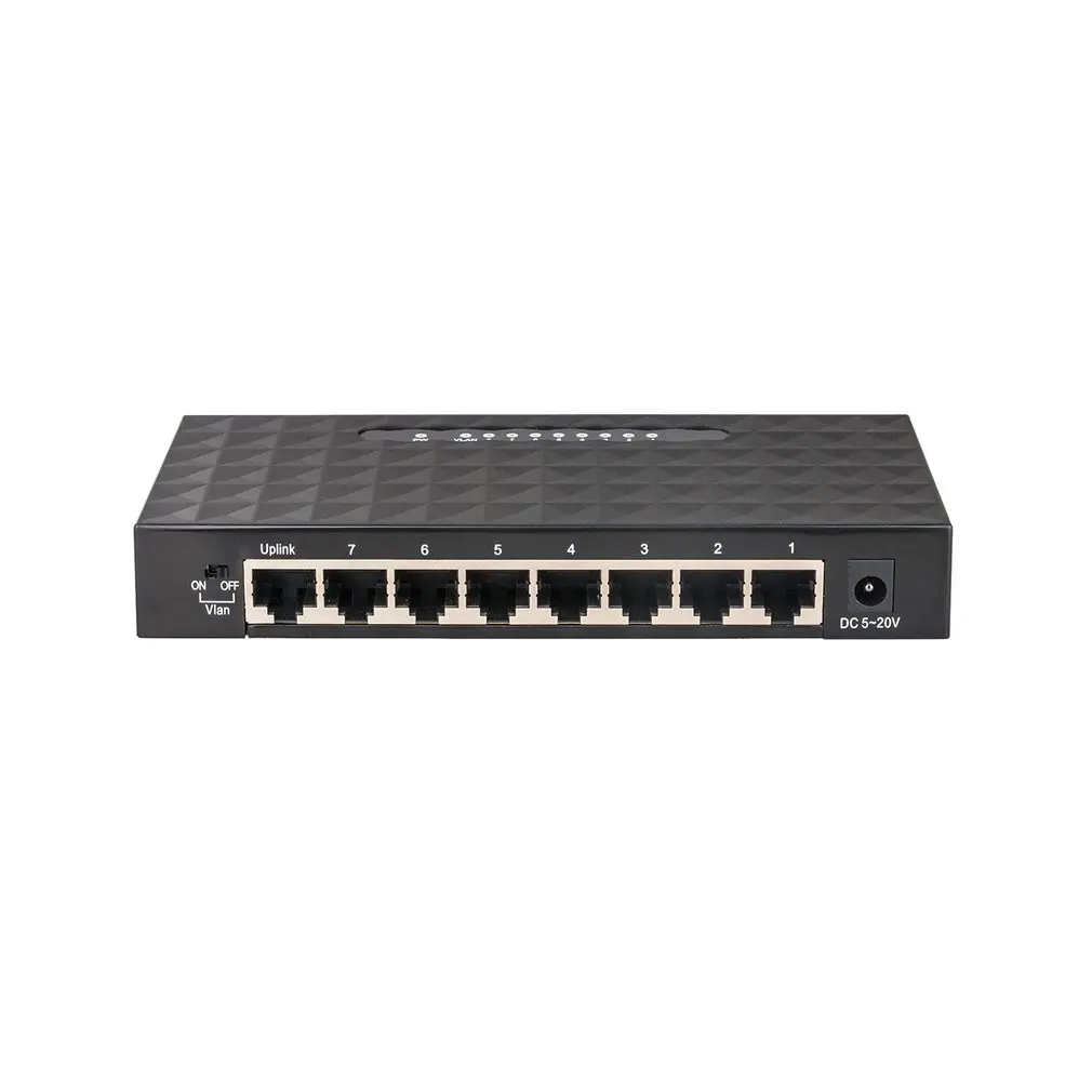 8 портов Gigabit Ethernet 10/100/1000 Мбит/с коммутатор Lan концентратор адаптер для маршрутизатора и модема - Цвет: Черный