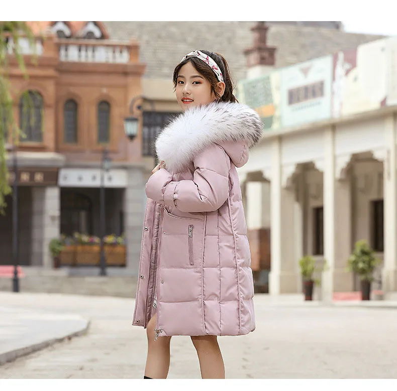 Christmas Teens Girls Down Jacket Winter Long Jackets Children Outerwear White Duck Down Warm Winter Jacket For Girls Fur Hooded (7)