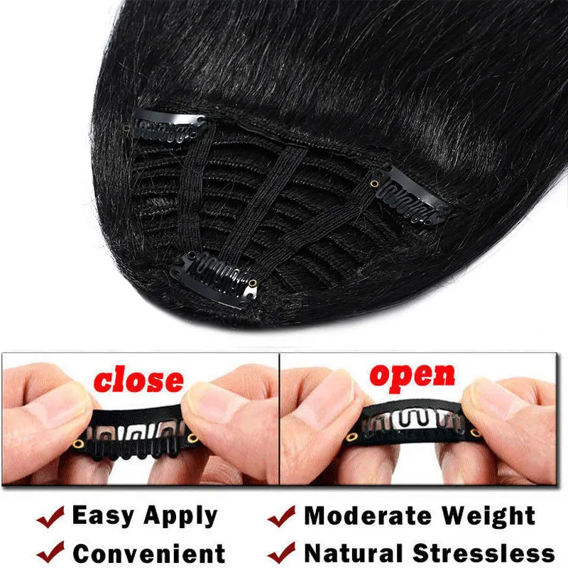 SEGO Straight 3 Clip-in Human Blunt Bangs Sweeping Side Bangs Front Hair Fringes Non-Remy 100% Human Hair Black Brown Blond