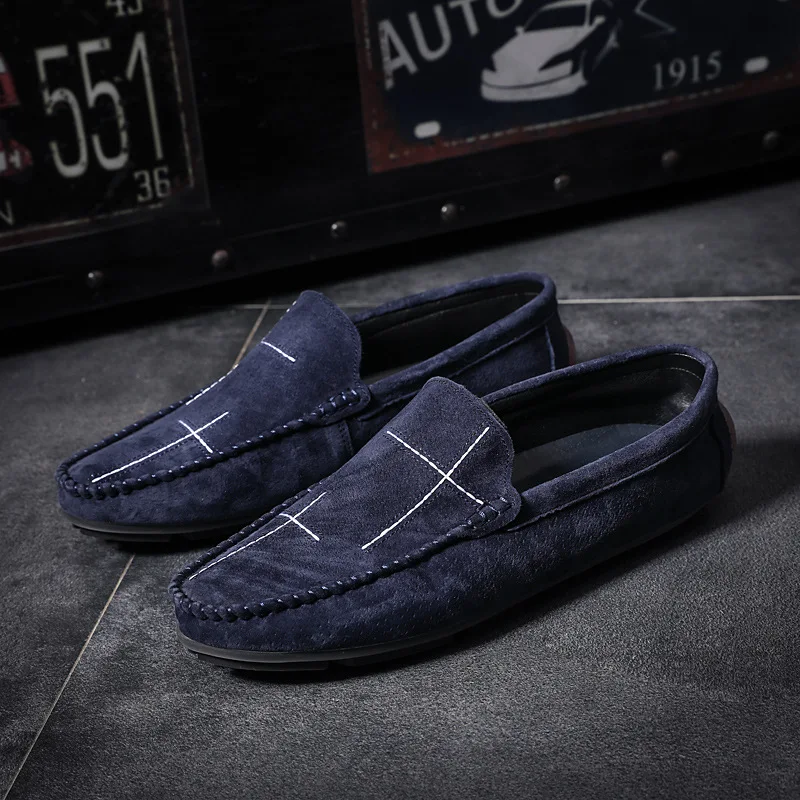 Plus Size 38-47 Leather Men's Shoes Casual Lazy Sli on Shoes for Men Soft Sole Mens Moccasins Casual Shoes ET870 (46)