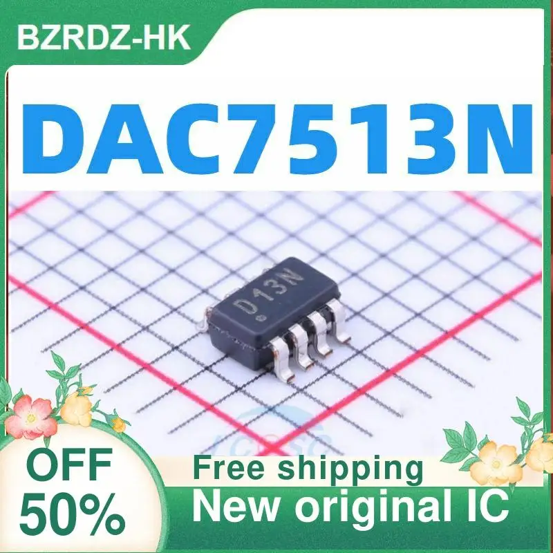 오리지널 IC, DAC7513, DAC7513N, D13N, SOT23-8, 5 개