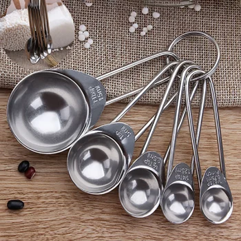 

1Set of Measuring Spoons 5PCS Stainless Steel Measuring Baking Spoons Cooking Cups Teaspoons Utensil