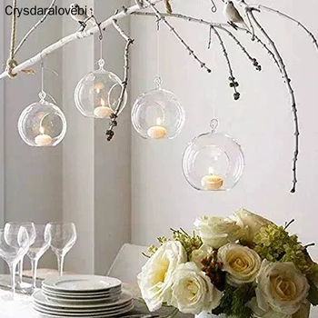 

12Pcs 60/80MM Hanging Tealight Holder Glass Globes Terrarium Wedding Candle Holder Candlestick