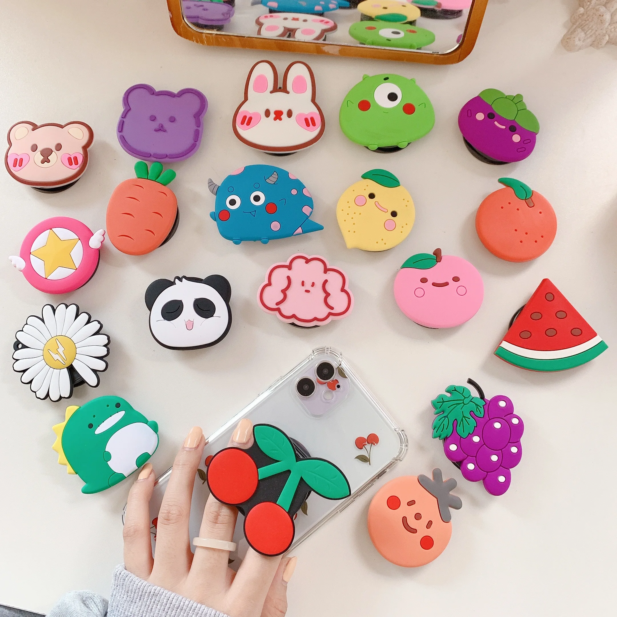 Cute Cartoon Folding Stand For Mobile Phone Holder For iphone 7 plus XSMax Huawei Samsung Redmi Various Styles Funny Holder