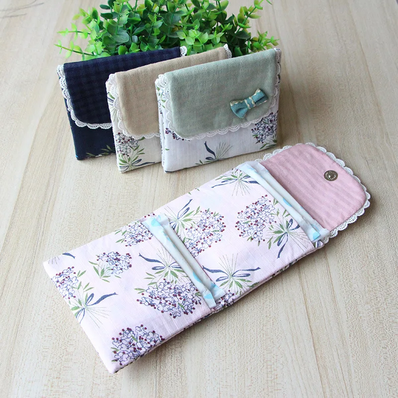 Organizer Purse Case Storage-Bags Napkin-Towel Cosmetic-Pouch Sanitary-Napkin-Bag Flower-Pattern