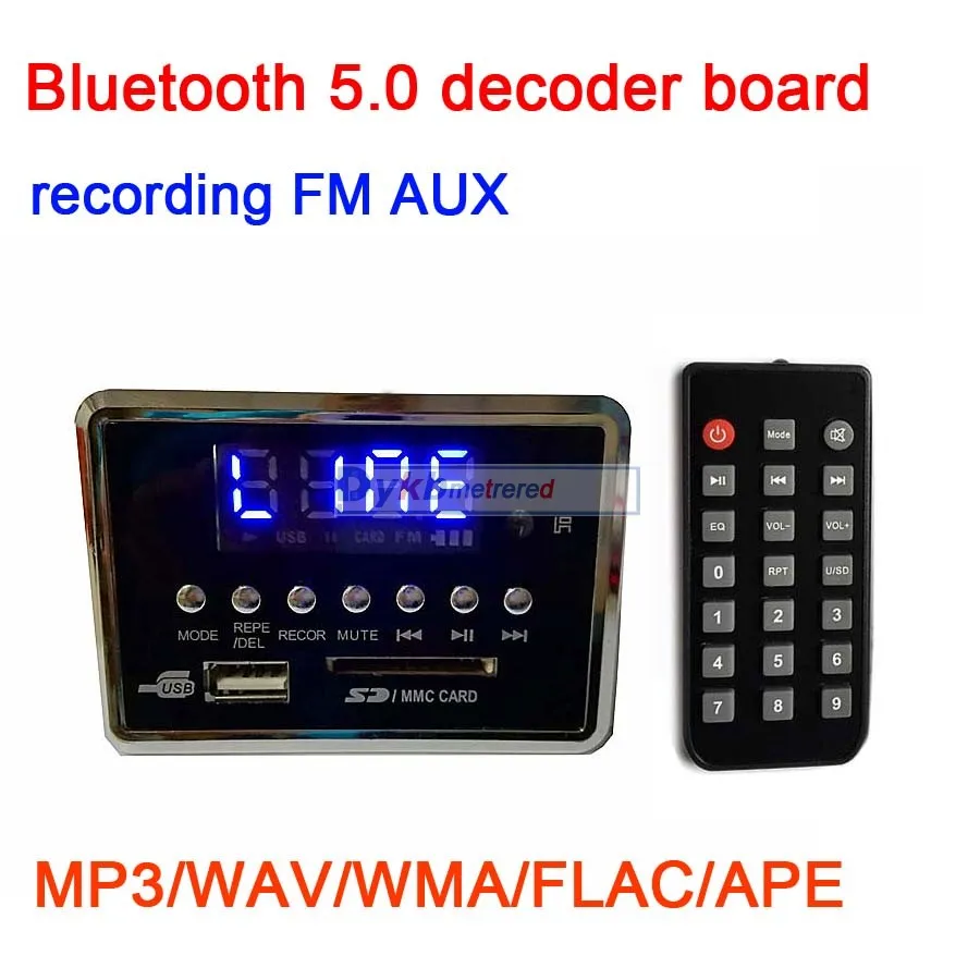 Bluetooth 5 0 MP3 WAV декодер плата аудио USB музыкальный плеер дисплей FM радио AUX запись