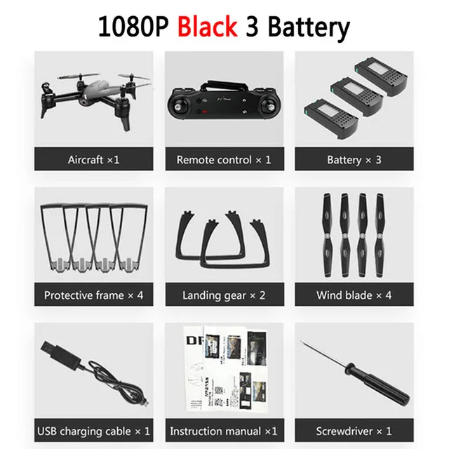 VODOOL SG106 Радиоуправляемый Дрон WiFi FPV оптический поток 4K 1080P 720P HD Двойная камера Радиоуправляемый квадрокоптер в реальном времени воздушный видео самолет игрушки для детей - Цвет: 1080P Black 3Battery
