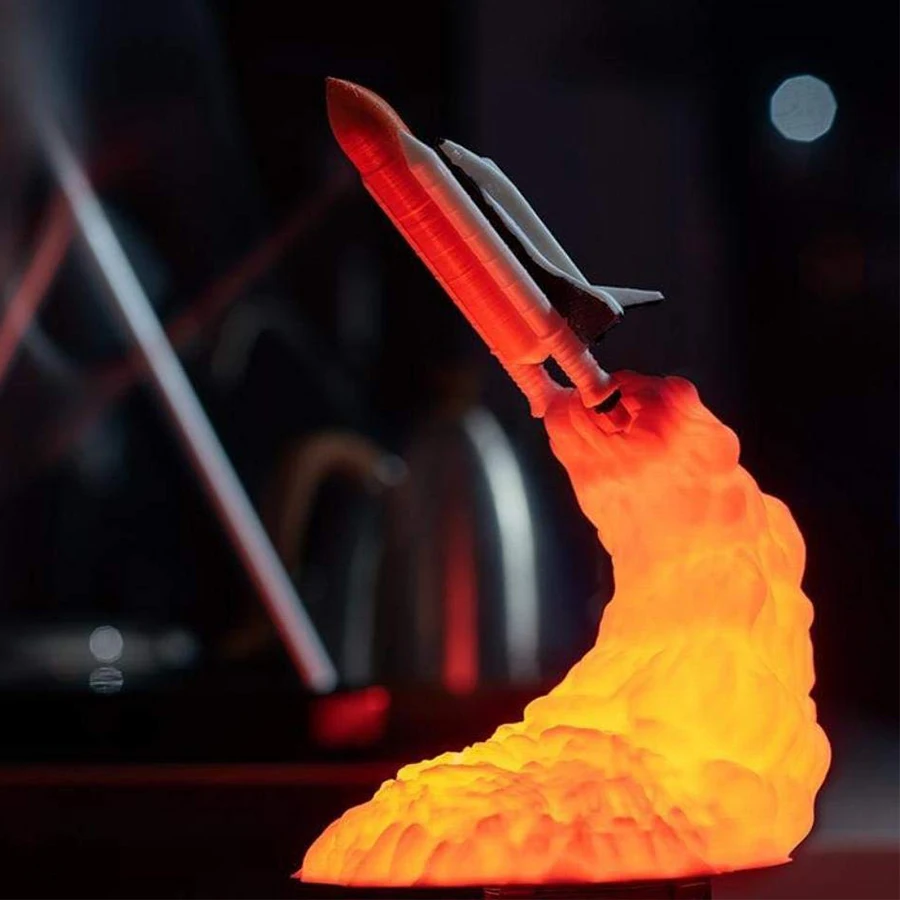 EeeToo 3D принт ракетная лампа светодиодный ночной Светильник USB Зарядное устройство космический челнок лампы и луна светильник s космической Lover настольная лампа украшения дома