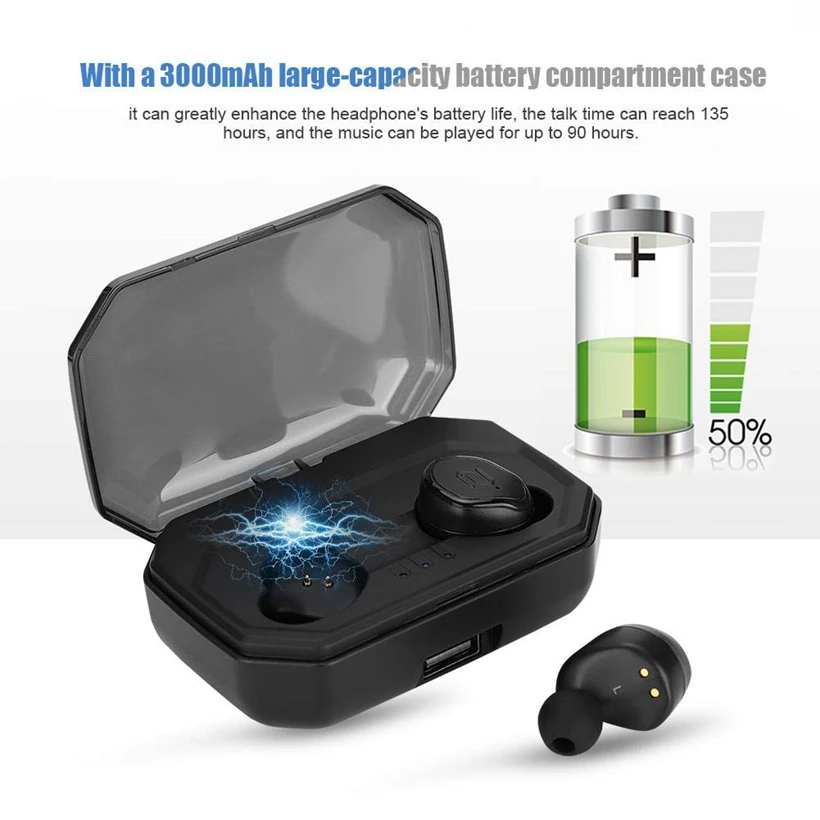 8D стерео беспроводные Bluetooth 5,0 наушники-вкладыши Наушники с 3000 мАч power Bank TWS Handsfree спортивные наушники игровая гарнитура