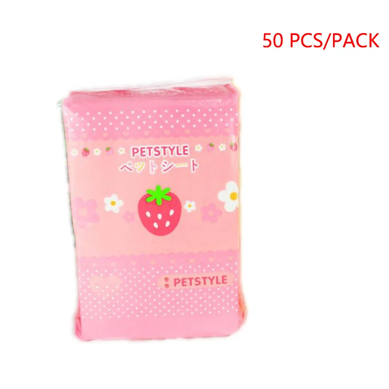 Pink 50 pcs 50/100 шт. подгузник для домашних животных клубника супер впитывающий коврик для мочи собаки для чистки собак Антибактериальный подгузник для собак - Цвет: Pink 50 pcs