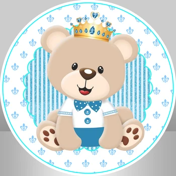 

Sensfun Round Backdrop Baby Shower Cute Bear Blue Boy Birthday Party Photo Backgrounds Newborn Photography Props Photophone