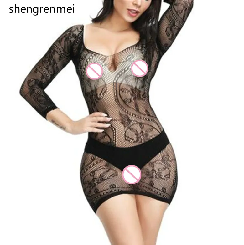 

Shengrenmei Hot Dragon Sleepwear Long Sleeves Dress Sexy Lingerie Grace Women Nightgown Exotic Babydolls Female Hollow Underwear