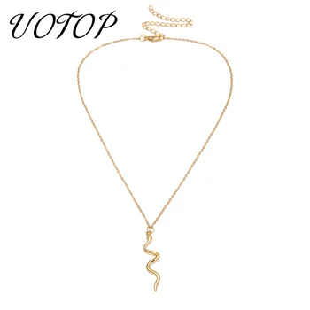 

UOTOP Simple Cute Gold Silver Color Animal Snake Pendant Necklace Women Punk Choker Statement Necklaces Collares De Moda 2020