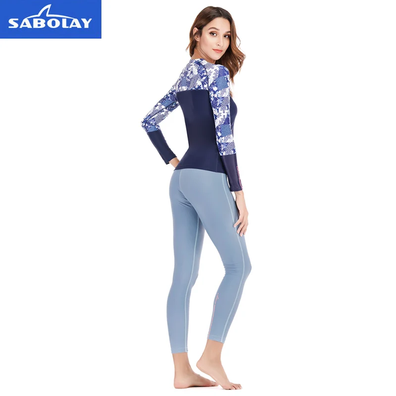 Long Sleeve Swimsuit Women Rashguard UPF50+ Swimsuit Swimming UV Protection Surf Shirt Pants Clothing Diving Swimming Swimwear