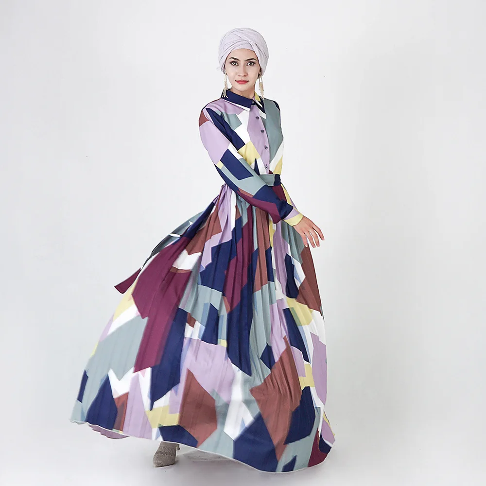 Геометрический Органическая плиссированная Абая, для мусульман платье Vestidos кардиган-кимоно свободные длинные халаты Jubah Ближнего Востока Рамазан Исламская