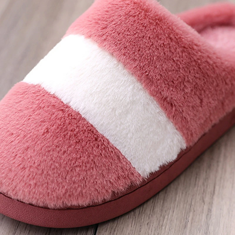 SWQZVT Plus size women slippers colorblock bedroom floor furry slippers women soft warm with fur home winter female shoes 2020 (9)