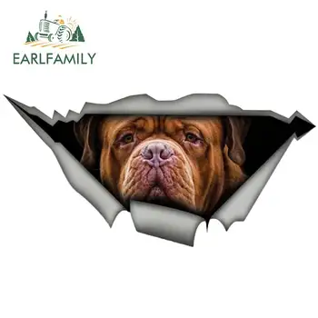 

EARLFAMILY 13cm x 6.7cm Bordeaux Car Sticker Torn Metal Decal Reflective Stickers Waterproof Car Styling Pet Dog Decal