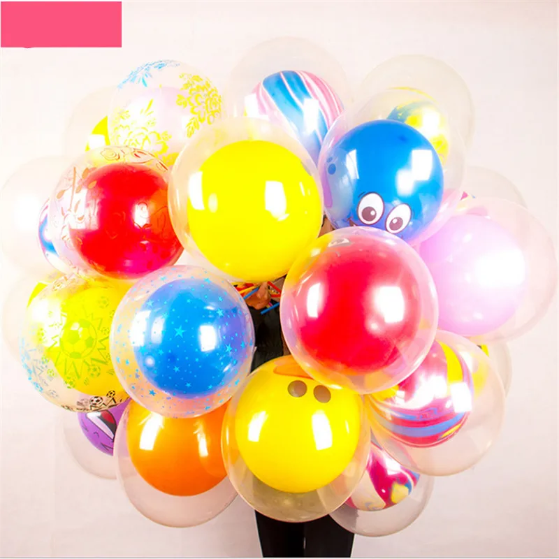 

12 inch double layer transparent latex balloon children's toys double cartoon birthday party decoration balloon mix and match