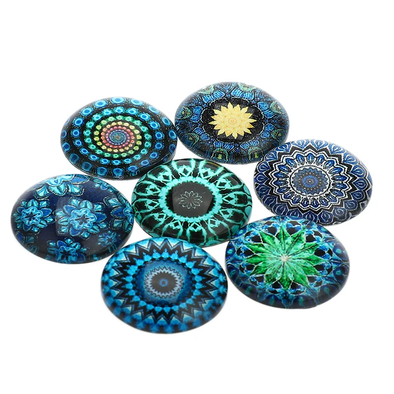 

20pcs/set Blue Photo Round Glass Cabochon Base 10mm 12mm 14mm 20mm 25mm DIY Flat Back Handmade Jewelry Components Accessories
