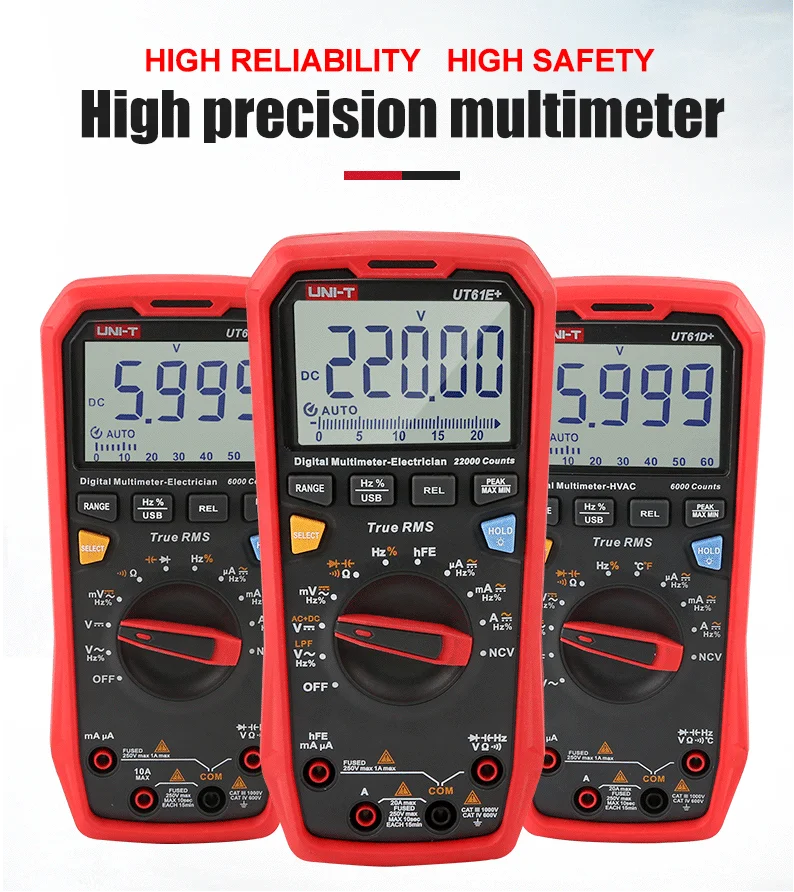 Портативный Профессиональный цифровой мультиметр UT61B + UT61E UT61D тестер блок True RMS