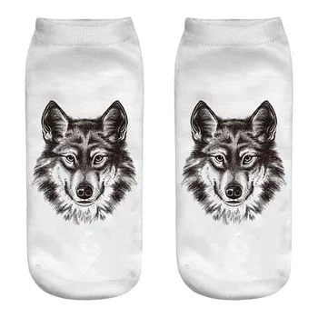 

JAYCOSIN Funny Socks Casual 3D Wolf Head Print Medium Sports Socks Unisex Breathable Fashion Low Cut Ankle Socks New Arrival S#