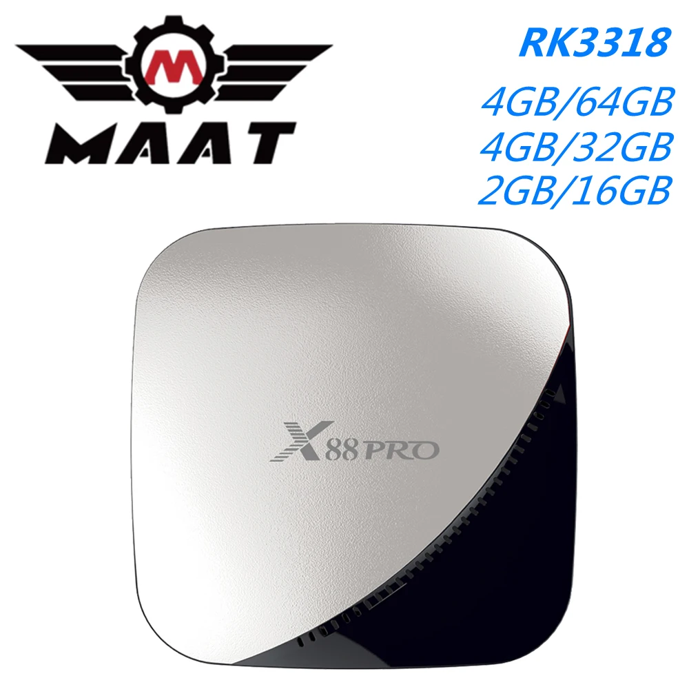 MAAT 4GB Ram 32GB 64GB Android 9.0 TV Box Quad Core RK3318 2GB 16GB Set Top 2.4G/5GHz Wifi Youtube 4K Media Player X88 Pro | Электроника