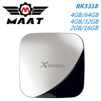 

MAAT 4GB Ram 32GB 64GB Android 9.0 TV Box Quad Core RK3318 2GB 16GB Set Top Box 2.4G/5GHz Wifi Youtube 4K Media Player X88 Pro