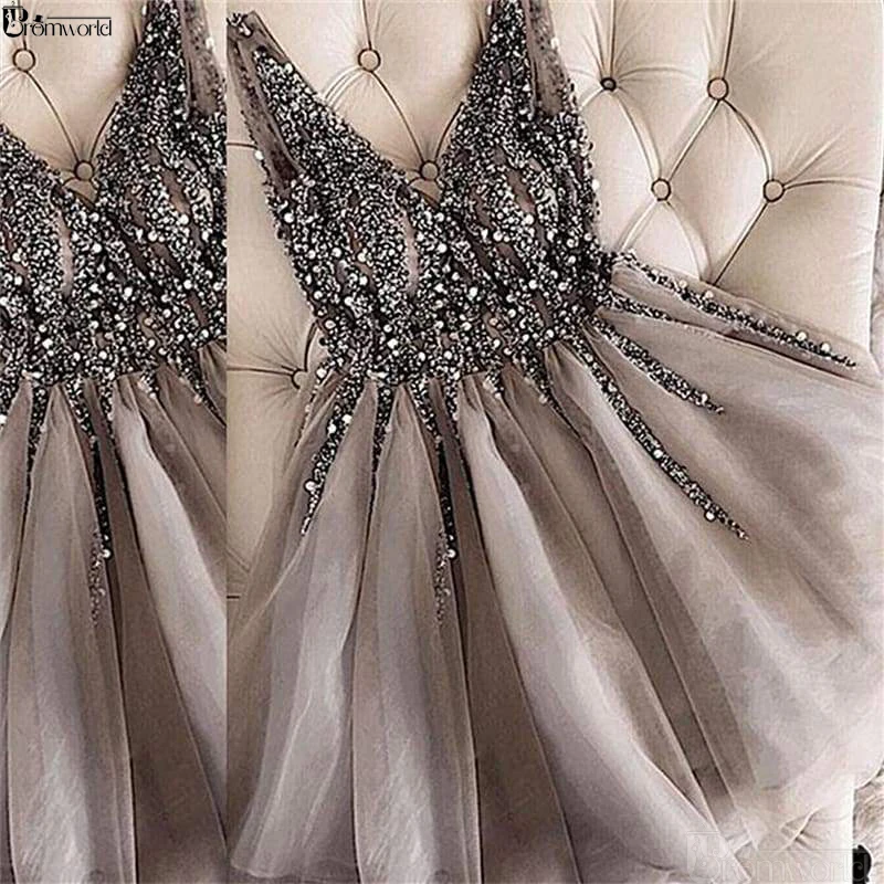 gray short prom dresses
