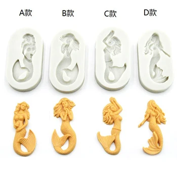 

New Mermaid silicone fondant mould Chocolate candy resin tool Cake lace decoration tools