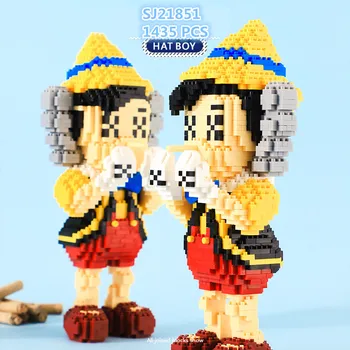 

1435pcs+ Diamond Blocks Long Nose Puppet Hat Boy Honest Then Short Nose Man Assembling Building Blocks Toys for Children Gifts