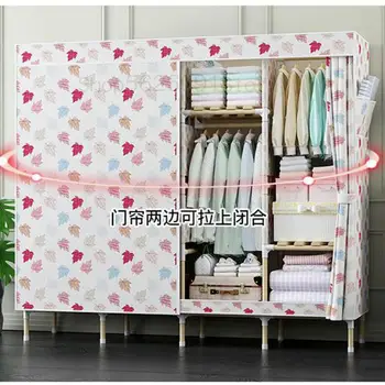 

Wardrobe Simple Cloth Wardrobe Solid Wood Thickening Cloth Art Single Non-steel Tube Assembly Thickening And Reinforcing