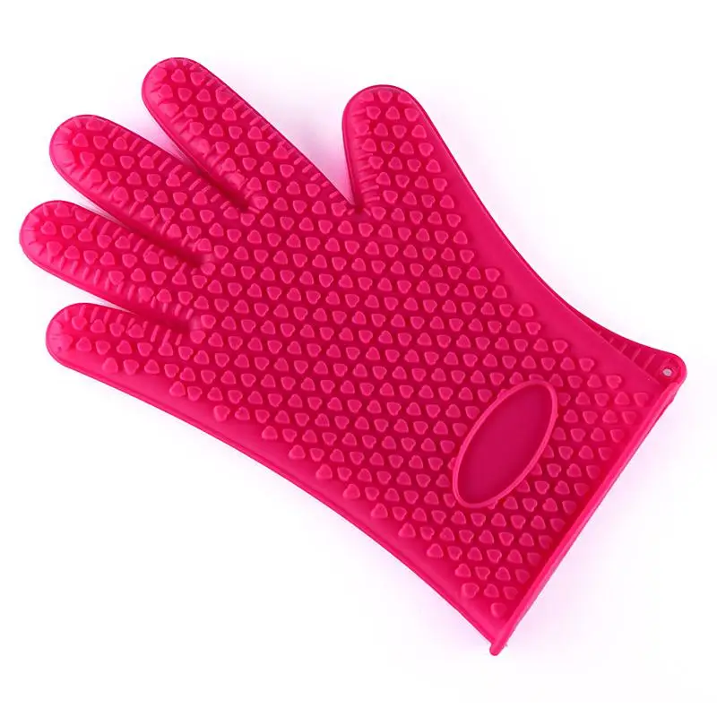 130 г силикагель в форме сердца перчатки, высокая термостойкость, теплоизоляция и ожога скользкая вода, микроволновая печь - Цвет: Розово-красный