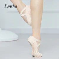 Sansha  Ballet Dance Shoes For  Adult Kids EU33-42 Suede Split-Sole With Stretchable Elastic On Bottom Soft Ballet Slipper 601E 1