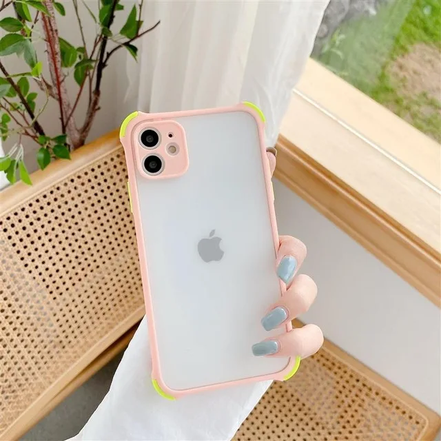 PC Phone Case For Huawei P30 P40 Mate 20 PRO LITE E 4G 5G Simple Matte Transparent Shockproof Four-Corner Bumpe Silicagel Cover Pink