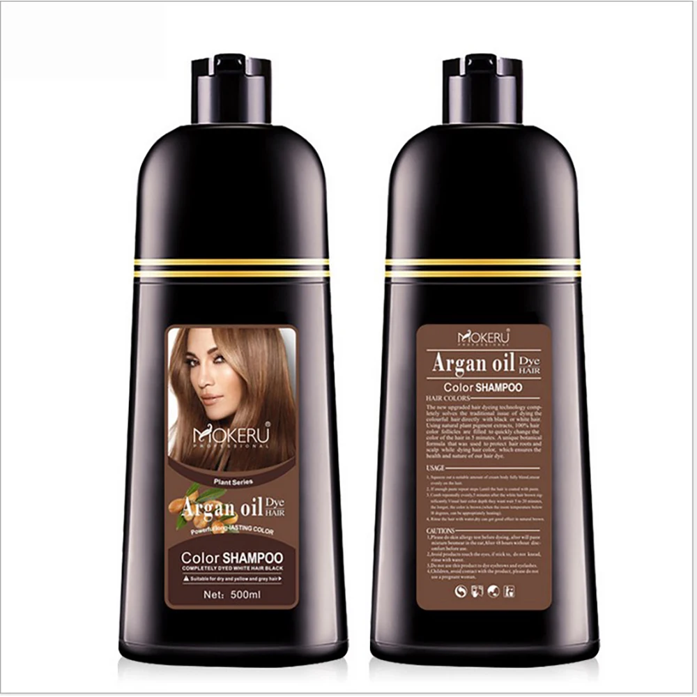 500ml Natural Argan Oil Essence Instant Hair Dye Shampoo Instant Hair Color Cream Cover Permanent Hair Coloring Shampoo  Women