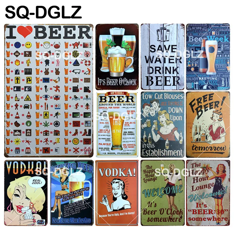Металлическая табличка с надписью I LOVE BEER винтажная Жестяная Табличка украшением