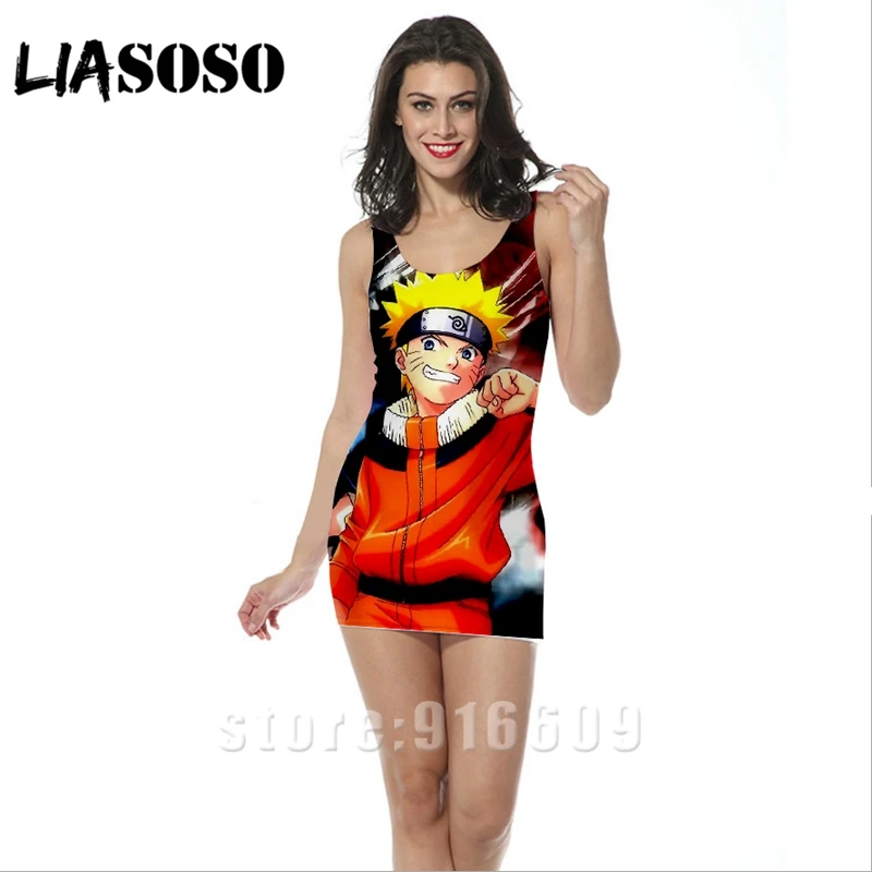 

3d print rock beach women Harajuku leisure party sexy Uzumaki Naruto fashion kakashi woman's clothing short Hip dress skirt A358