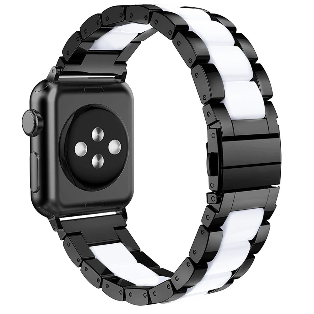 Браслет из нержавеющей стали и керамики для Apple Watch Band 38 мм 40 42 44 ремешок iwatch Series 5 4 3